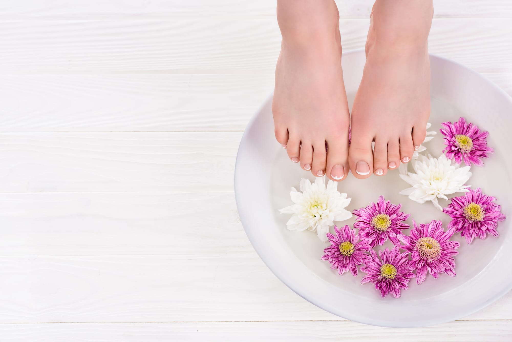 Clean Feet in Water & Flowers